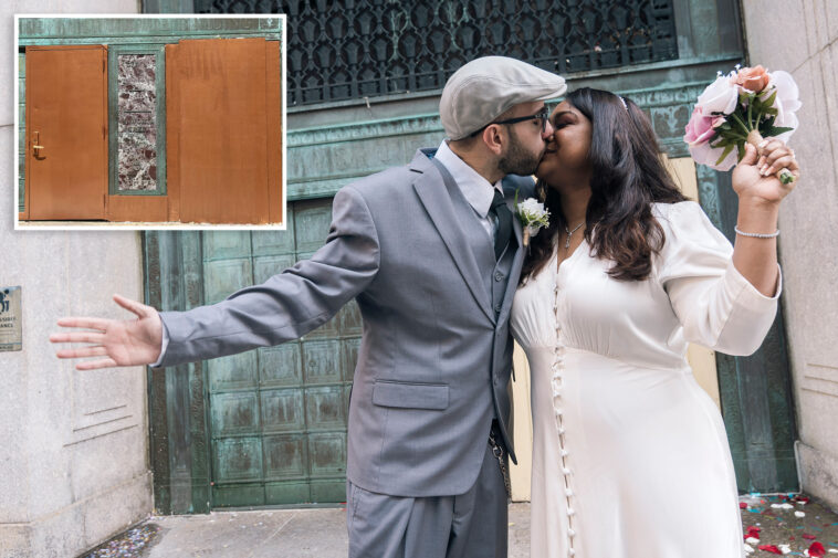 city-hall-tosses-iconic-green-doors-for-‘poopy-brown’-ones,-devastating-nyc-wedding-photogs-and-newlyweds