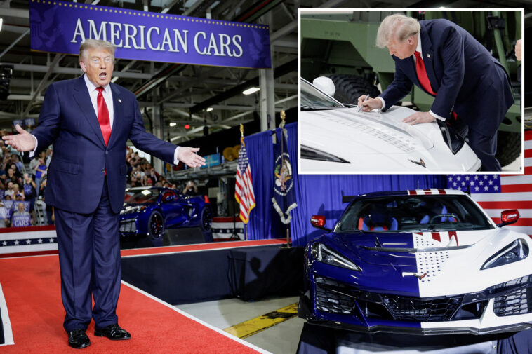 trump-trumpets-tariffs,-signs-a-corvette,-and-tells-michigan-autoworkers:-‘i’ve-done-more-for-you-than-your-parents’
