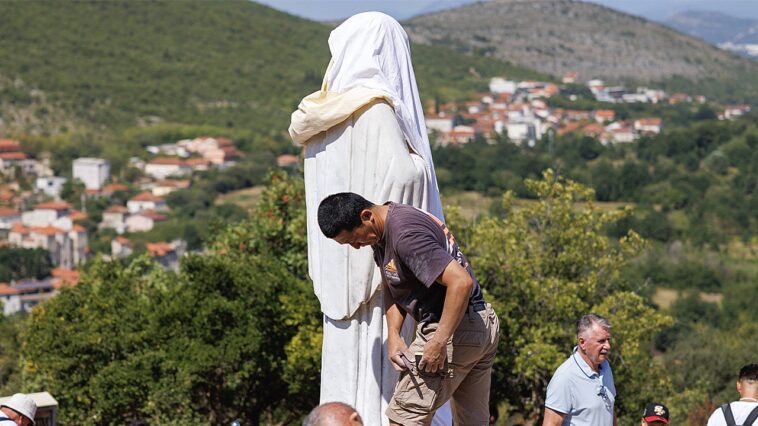 world-famous-catholic-shrine-torched,-‘devil-in-a-skirt’-scrawled-on-virgin-mary-statue