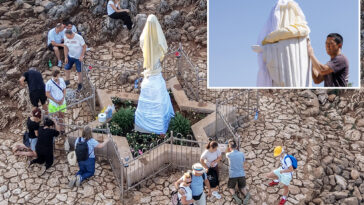 virgin-mary-statue-defaced-and-set-on-fire-at-world-famous-catholic-pilgrimage-site:-‘devil-in-a-skirt’