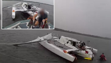 2-boaters-rescued-after-catamaran-crashes-into-piling,-snaps-mast-near-florida-bridge