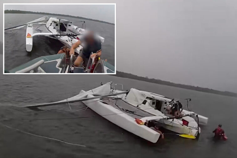 2-boaters-rescued-after-catamaran-crashes-into-piling,-snaps-mast-near-florida-bridge