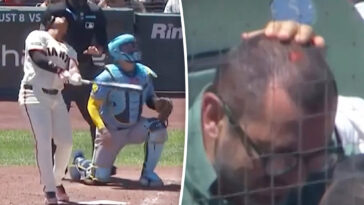 giants-fan-left-bloody-after-taking-foul-ball-off-dome-piece