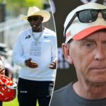 deion-sanders-meets-with-new-browns-coach-todd-monken,-watches-shedeur-at-camp