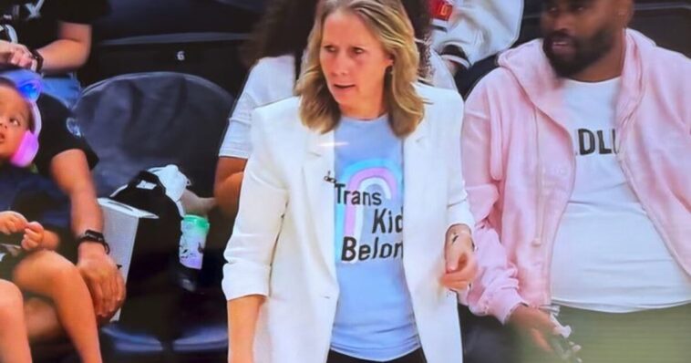 sick:-crazy-minnesota-lynx-coach-wears-“trans-kids-belong”-t-shirt-to-fever-game-with-sophie-cunningham