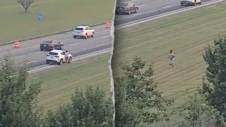 ohio-man-fleeing-police-on-foot-leaps-onto-moving-car,-tries-to-take-control-before-falling-off:-police