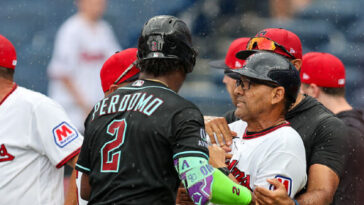 watch:-benches-clear-after-bunt-attempt-during-bid-for-perfect-game