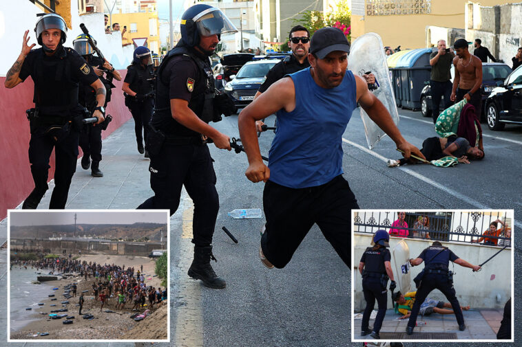 migrant-mob-chanting-‘allahu-akbar’-clashes-with-spanish-police,-days-after-60,000-stormed-across-border