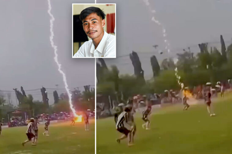 lightning-strike-kills-soccer-player,-injuring-12-during-match-in-thailand