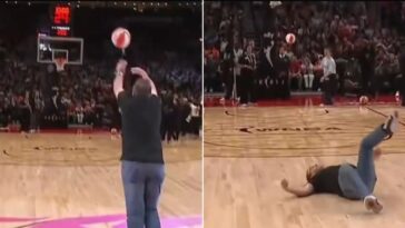 watch:-‘bob!-are-you-ok?’-wnba-half-court-shot-contest-goes-embarrassingly-badly-for-1-unlucky-fan
