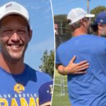 clayton-kershaw-visits-longtime-friend-matthew-stafford-at-rams-training-camp