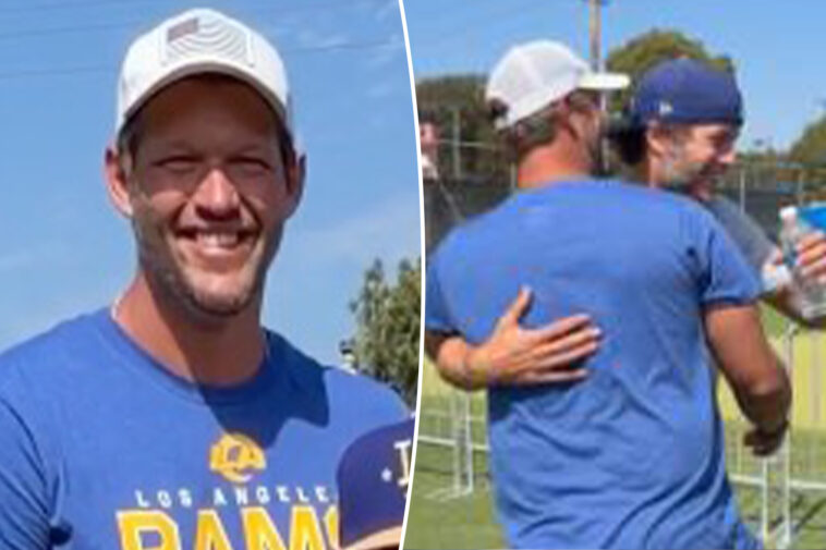 clayton-kershaw-visits-longtime-friend-matthew-stafford-at-rams-training-camp
