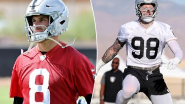 kirk-cousins-bum-rushes-maxx-crosby-during-raiders-practice