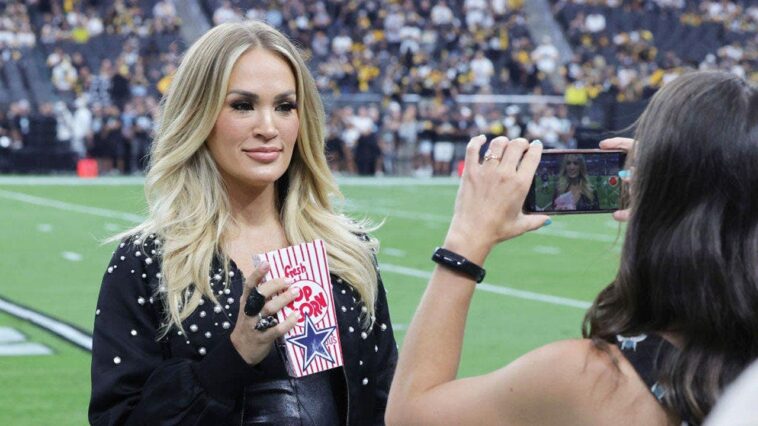 carrie-underwood-still-has-her-sunday-night-football-fastball,-awkward-jim-harbaugh-&-baywatch-livvy-dunne!