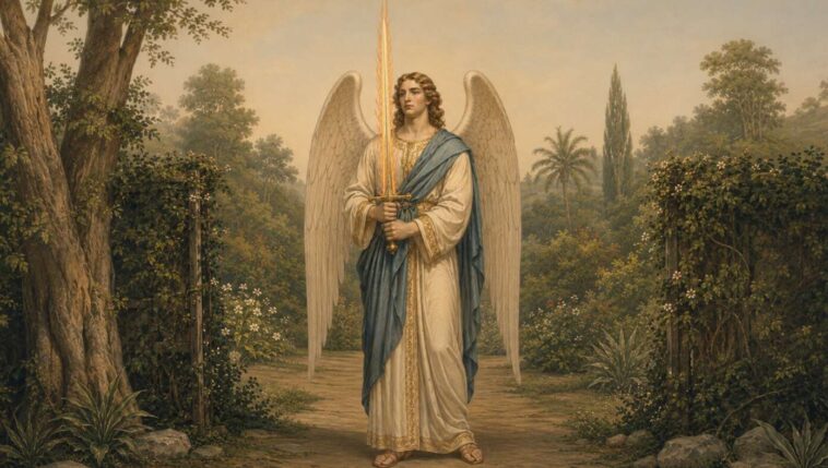 angel-still-guarding-eden-with-flaming-sword-wondering-if-he-can-move-yet