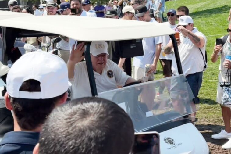president-trump-cheered-during-liv-golf-event-at-his-bedminster-club-with-league’s-future-uncertain