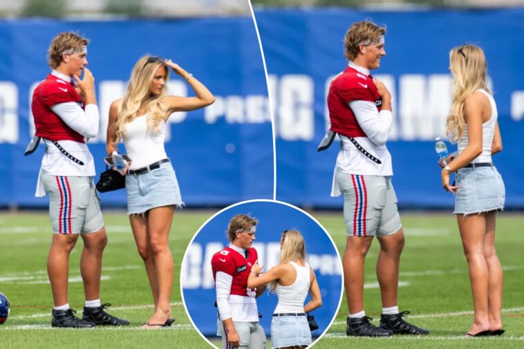 jaxson-dart-shares-quiet-moment-with-girlfriend-marissa-ayers-at-giants-training-camp