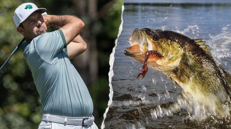 largemouth-bass-explodes-from-water-to-eat-charl-schwartzel’s-golf-ball-at-liv-golf-new-york