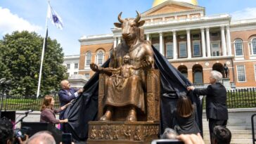 massachusetts-democrats-unveil-statue-of-molech-at-state-capitol