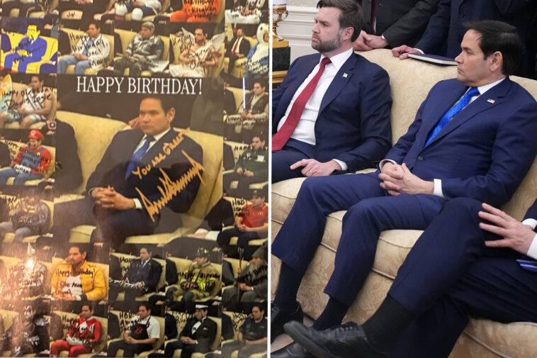 white-house-gifts-marco-rubio-framed-‘rubio-realizing’-meme-collage-for-his-55th-birthday-—-and-it’s-beautiful