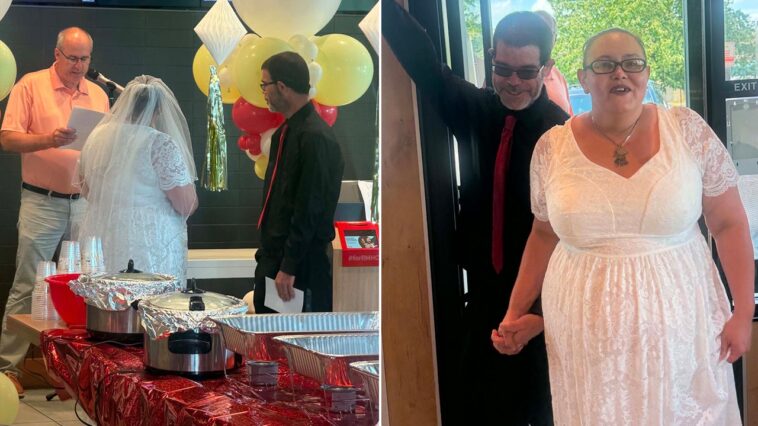bride-serves-mcdonald’s-customer-in-wedding-dress-while-tying-knot-at-restaurant:-‘handing-out-extra-sauces’