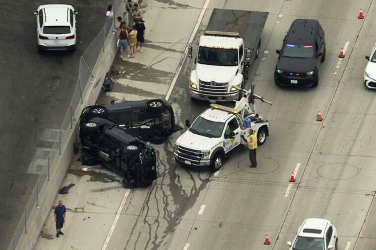 rush-hour-mayhem-on-major-california-freeway-as-two-cars-flip-causing-mass-delays