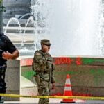 washington-world-war-ii-memorial-desecrated-with-graffiti,-soap-bubbles