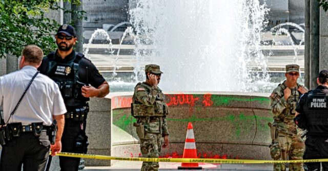washington-world-war-ii-memorial-desecrated-with-graffiti,-soap-bubbles