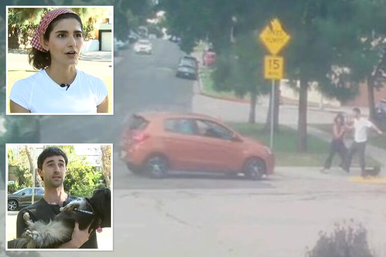 terrifying-moment-deranged-driver-tries-to-run-over-couple-and-their-dog-at-la-park:-‘bet-you’re-f—ing-scared-now’