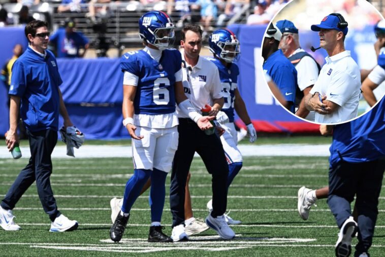 giants’-john-harbaugh-suspects-‘history’-informed-jaxson-dart’s-latest-medical-tent-visit
