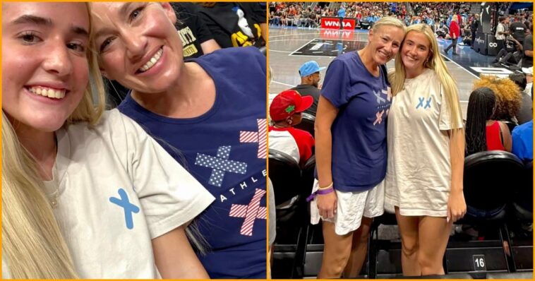 mother-and-daughter-forced-to-cover-“xx/xy”-shirts-at-state-farm-arena-after-paying-$1,000-tickets-to-support-sophie-cunningham-— while-pro-trans-message-appeared-on-jumbotron