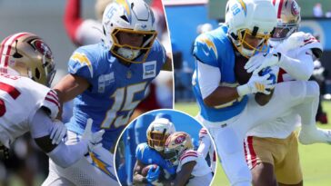 chargers-rookie-openly-mocks-49ers-defense-after-joint-practice:-‘we-tore-them-up’
