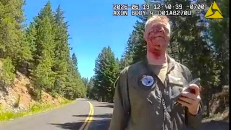 bloodied,-ejected-marine-corps-pilot-seen-calm-and-collected-after-washington-crash-destroys-aircraft
