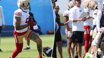 49ers’-mike-evans-goes-viral-for-bizarre-fashion-statement-during-scrimmage-against-chargers