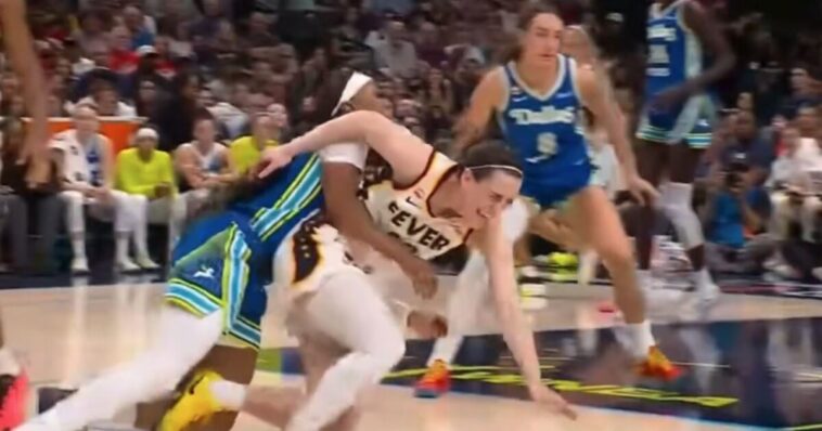 women’s-basketball-superstar-caitlin-clark-is-tackled,-mugged-on-court-in-latest-wnba-violence-(video)