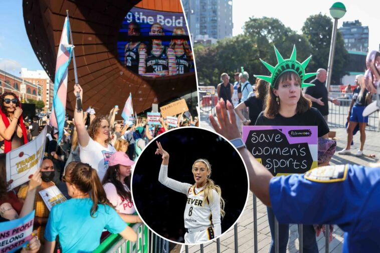 sophie-cunningham-supporters,-detractors-clash-outside-barclays-center-during-liberty-fever-game