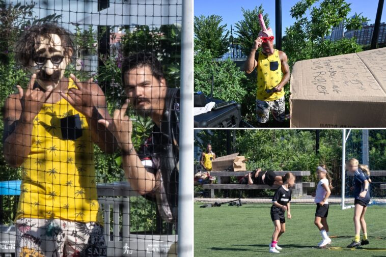 phallic-masked-sicko,-unhinged-vagrants-terrorize-young-girls-at-soccer-practice-at-nyc-park