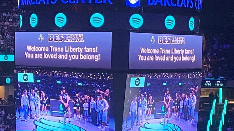 ny-liberty-run-pro-trans-messages-on-scoreboard-vs-fever-as-protesters-erupt-outside-arena,-refuse-interview