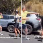 cyclist-and-driver-fight-on-pacific-coast-highway-in-laguna-beach