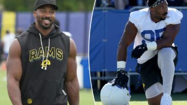 myles-garrett’s-mysterious-knee-injury-is-starting-to-raise-eyebrows-at-rams-camp