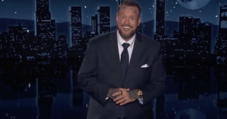 jelly-roll-“bud-lights”-himself-while-hosting-his-“friend”-jimmy-kimmel’s-show-—-makes-crude-joke-about-president-trump’s-weight-—-while-x-users-post-2024-video-showing-jelly-roll-sucking-up-to-trump-at-ufc-event