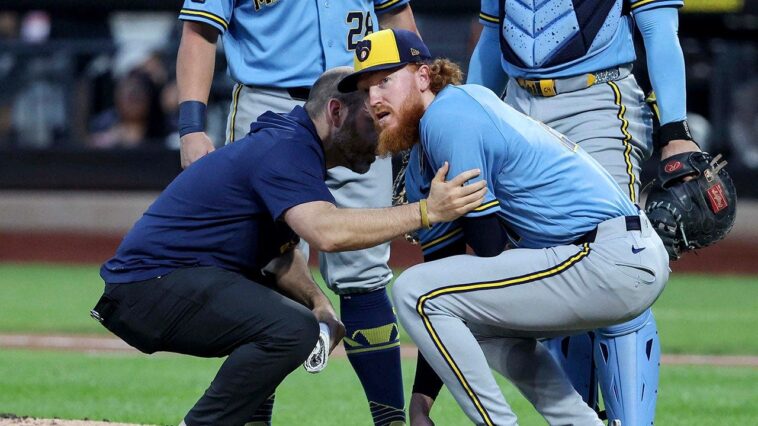 brewers-starter-gets-drilled-with-106-mph-line-drive-in-terrifying-moment,-leaves-game-after-one-pitch