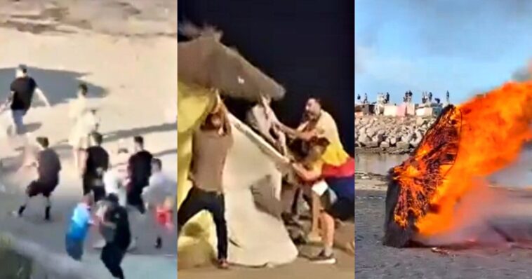 pushback:-fed-up-spanish-citizens-charge-beach-in-ceuta,-disperse-the-invaders-and-set-fire-to-their-shacks,-clash-with-the-police-(videos)