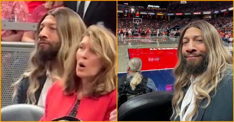 “all-hail-queen-roysha”:-former-nba-star-royce-white-storms-caitlin-clark’s-indiana-fever-game-in-blonde-wig-after-wnba-bans-biological-men-from-the-draft