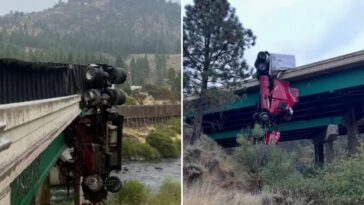big-rig-left-dangling-from-california-bridge-as-driver-ejected-from-truck