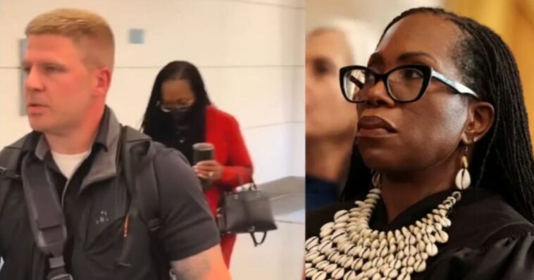watch:-dei-justice-ketanji-brown-jackson-still-playing-covid-theater,-performatively-masked-up-at-dc-airport