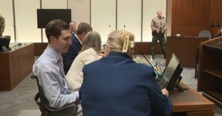 tyler-robinson-jokes-and-smiles,-erika-kirk-holds-head-in-hands-during-pivotal-day-in-court