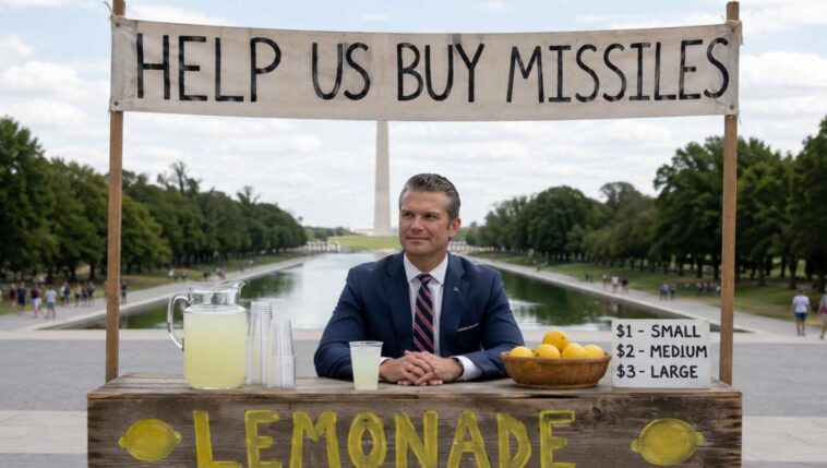 pete-hegseth-sets-up-‘help-us-buy-missiles’-lemonade-stand