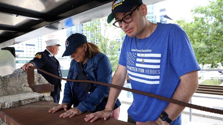 first-responders-honor-world-trade-center-beam-arriving-at-boston-fallen-heroes-memorial