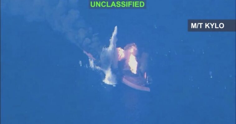 watch:-us-central-command-releases-footage-of-strikes-on-3-iranian-oil-tankers-after-failed-iranian-attacks-on-us-warships
